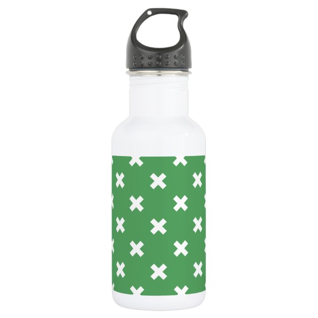 Bouteille D'eau Croix blanche sur le vert (Devant)