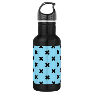 Bouteille D'eau Croix noire sur le bleu bébé