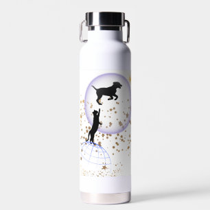 Bouteille D'eau Curieux chat et chien courant