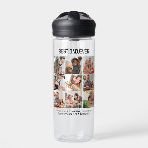 Bouteille D'eau Custom Best Papa Ever Fête des pères 9 Photo Colla