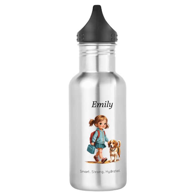 Bouteille D'eau Custom Girl & Dog School Bottle (Gauche)