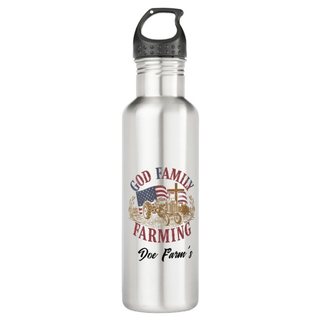 Bouteille D'eau Custom “God Family Farming”  (Devant)