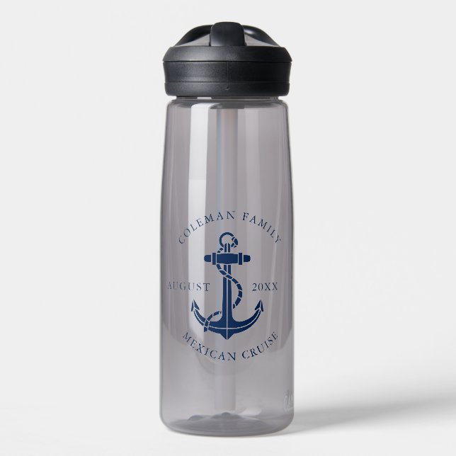 Bouteille D'eau Custom Nautical Boat Navy Blue Anchor  (Avant)