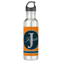 Custom  orange greay blue Monogram Elegant