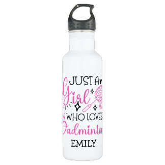 Bouteille D'eau Custom This Girl Loves Badminton Girly Pink