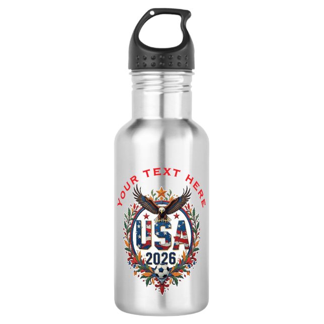 Bouteille D'eau Custom USA National Soccer Team Bald Eagle Logo (Devant)