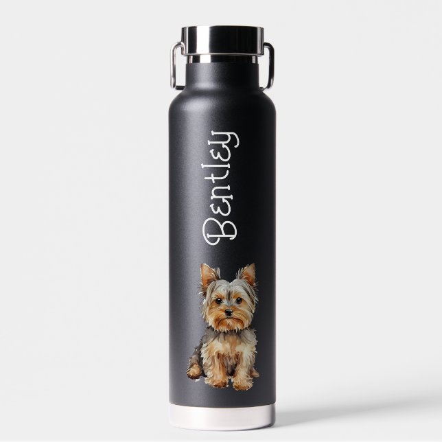 Bouteille D'eau Custom Yorkshire Terrier avec le nom de chien York (Avant)