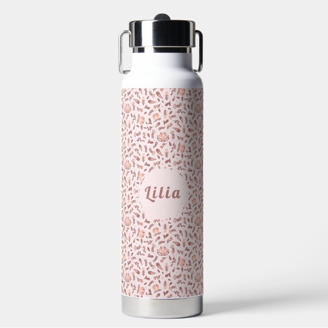 Bouteille D'eau Customizable Water Bottle, Pink Floral Design (Salle de sport)
