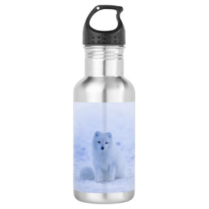 Bouteille D'eau Cute Arctic Fox sur Snowy Winter Arrière - plan