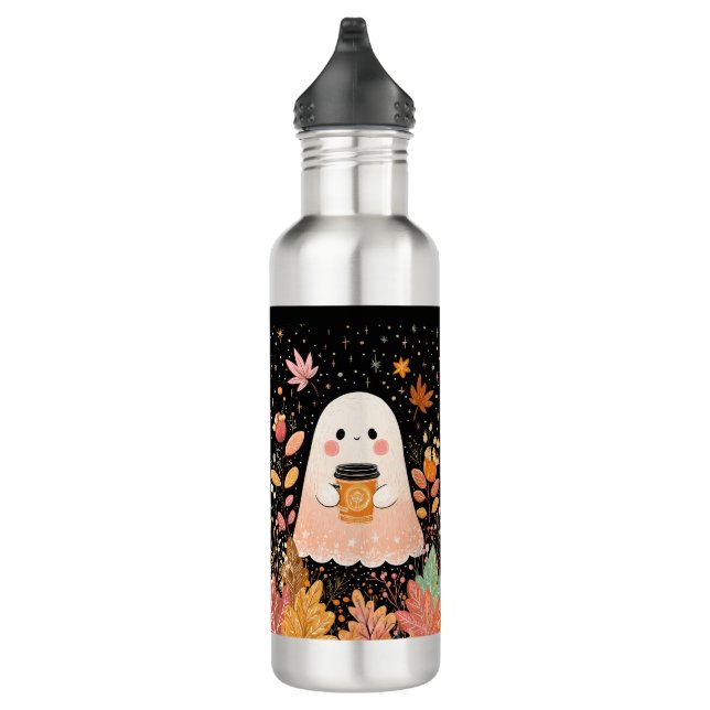 Bouteille D'eau Cute Autumn Ghost with Pumpkin Coffee – Cozy Fall  (Droite)