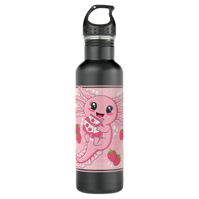 Bouteille D'eau Cute Axolotl Japonais fraise Lait Anime Kawaii (Devant)