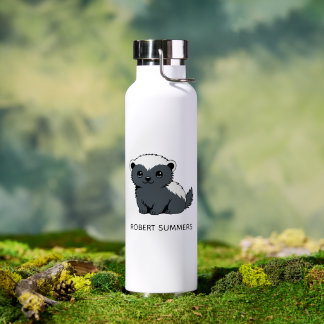 Bouteille D'eau Cute Cartoon Honey Badger Custom Name