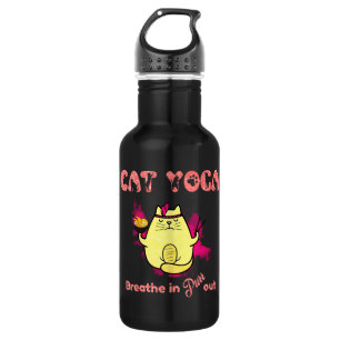 Bouteille D'eau Cute Cat Yoga - "Respirer, Purr Out"