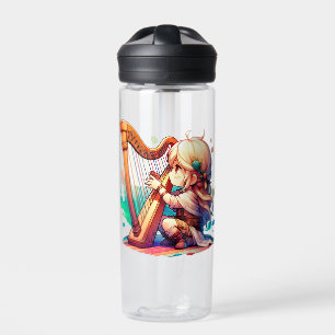 Bouteille D'eau Cute Chibi Fille Jouer De La Harpe Personnalisée