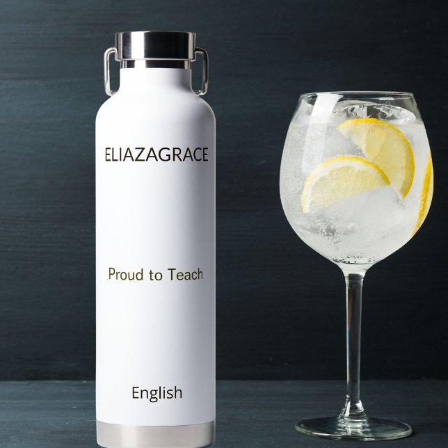 Bouteille D'eau Cute Custom Subject Teacher Insulated  (Créateur téléchargé)