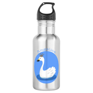 Bouteille D'eau Cute cygne blanc avec dessin de la couronne