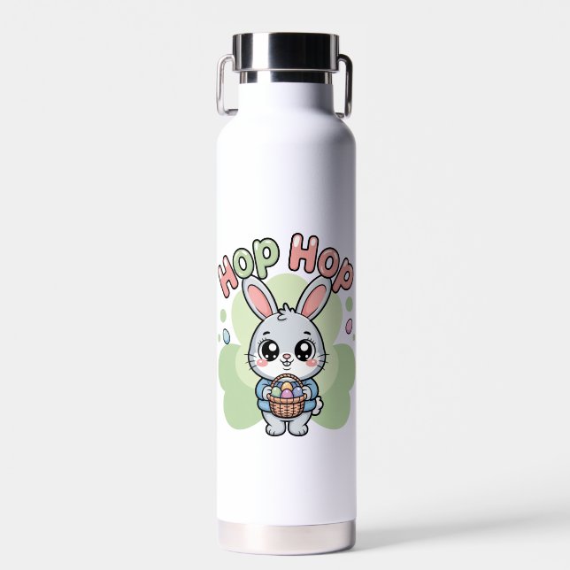 Bouteille D'eau Cute Easter Hop Hop Bunny Basket Artwork (Avant)