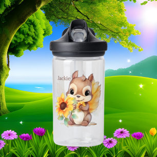 Bouteille D'eau Cute écureuil ajouter nom fleurs