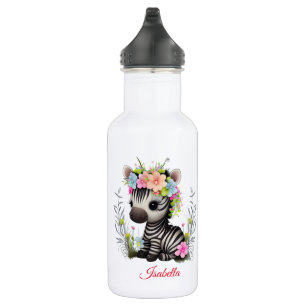 Bouteille D'eau Cute Floral Zebra Kids School Wild Personnalisé