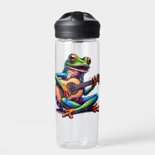 Bouteille D'eau Cute Frog Jouer une guitare Personnalisée