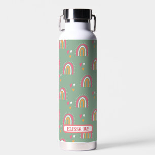 Bouteille D'eau Cute Green Boho Arc-en-ciel Nom Personnalisé Gym W