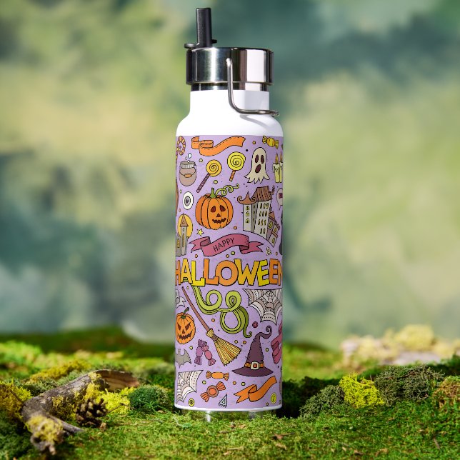Bouteille D'eau Cute Halloween Doodle Pattern (Couvercle)