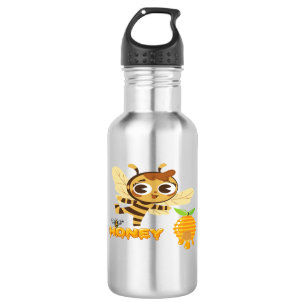 Bouteille D'eau Cute Honey Bee with Dripping Honey Typography Desi