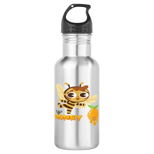 Bouteille D'eau Cute Honey Bee with Dripping Honey Typography Desi (Devant)