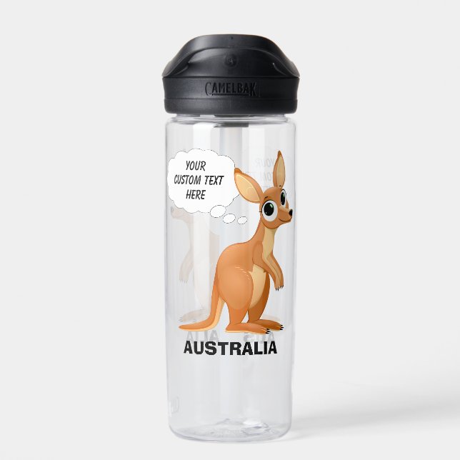 Bouteille D'eau Cute Kangaroo texte personnalisé (Arrière)