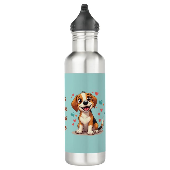Bouteille D'eau Cute Kawaii Beagle avec Coeurs Jouer Chien (Droite)