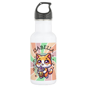 Bouteille D'eau Cute Kawaii Kitten avec thé à bulle Personnalisé