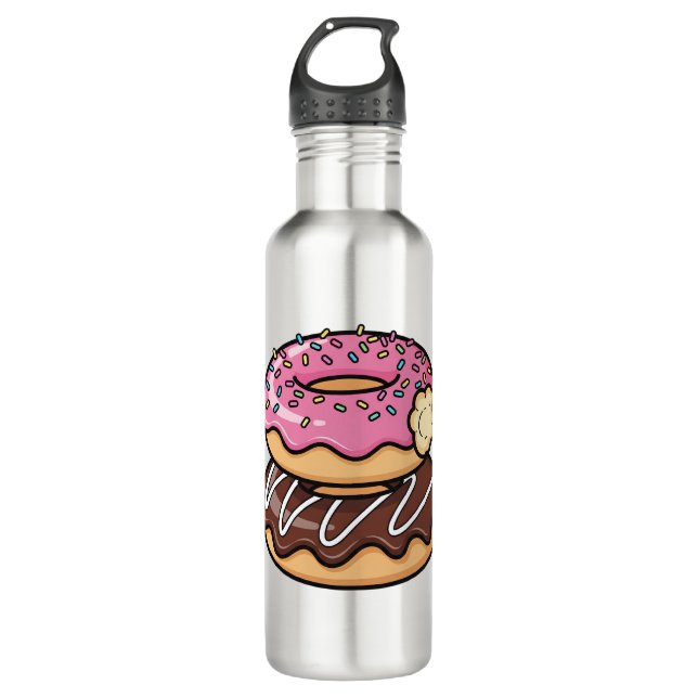 Bouteille D'eau Cute Kawaii Stacked Donuts Illustration (Devant)