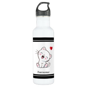 Bouteille D'eau Cute Kitty Chat & Coeur