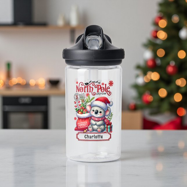 Bouteille D'eau Cute Koala Chirstmas Nom personnalisé (Créateur téléchargé)
