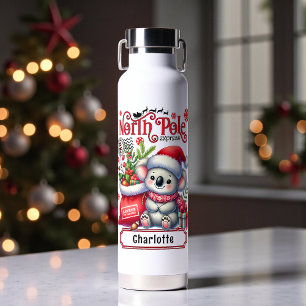 Bouteille D'eau Cute Koala Chirstmas Nom personnalisé