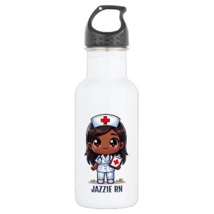Bouteille D'eau Cute Manga Black Nurse cheveux Brown Personnalisé