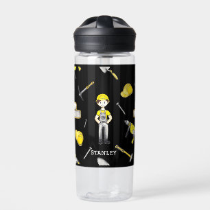 Bouteille D'eau Cute Noir Jaune Construction Camion Motif