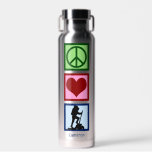 Bouteille D'eau Cute Personalized Hiker Peace Love Randonnée<br><div class="desc">Une bouteille d'eau Randonnée Peace Love pour randonneur. Joli cadeau monogramme avec un signe de paix,  le coeur,  et une personne escalade une montagne.</div>