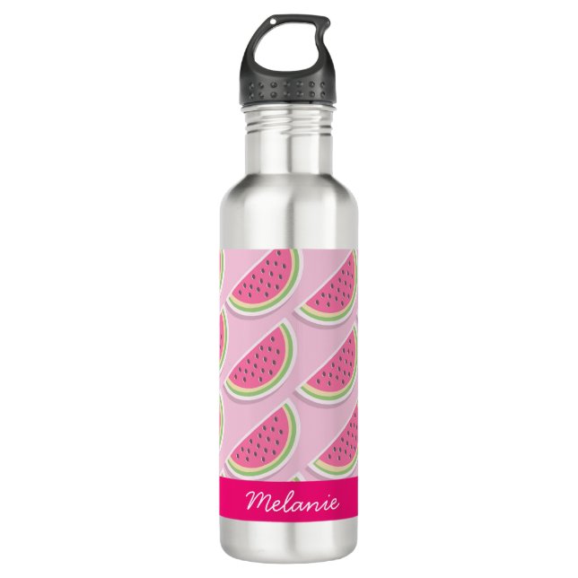 Bouteille D'eau Cute Pink Watermelon Pattern Personalised (Devant)