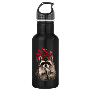 Bouteille D'eau Cute Raccoon souffler Baisers Amour Coeurs
