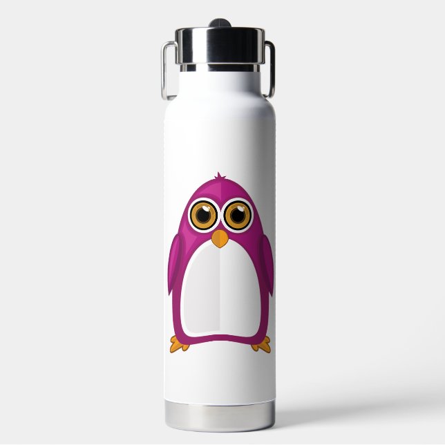 Bouteille D'eau Cute Red Violet Penguin Kawaii Cartoon Big Eyes (Salle de sport)