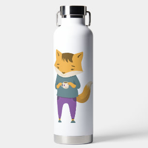 Bouteille D'eau Cute renard avec tasse de thé
