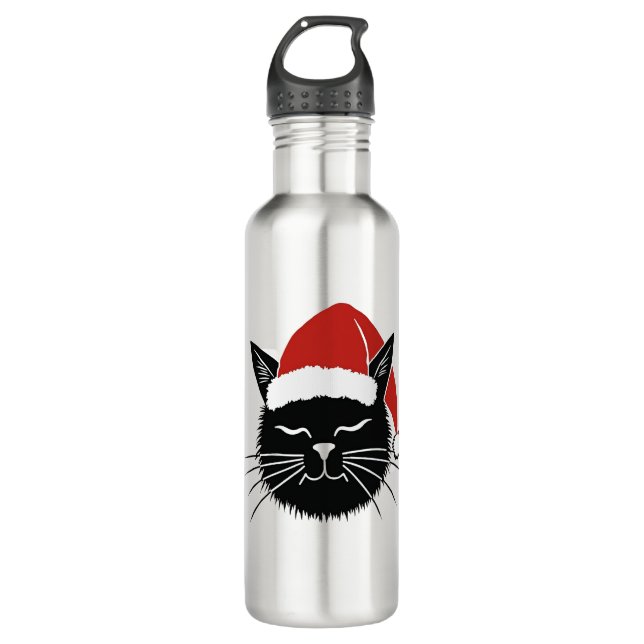 Bouteille D'eau Cute Santa Cat Lover Christmas Men Women Kids T-Sh (Devant)