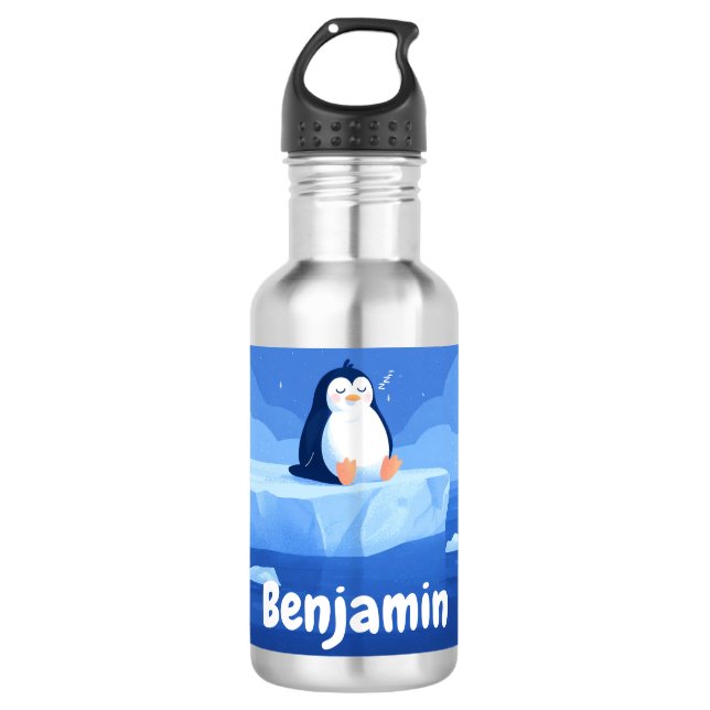 Bouteille D'eau Cute Sleepy Penguin, Personalized Water Bottle (Devant)