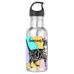 Bouteille D'eau Cute Tabby Chat Chats Animaux Filles Pastel Boutei