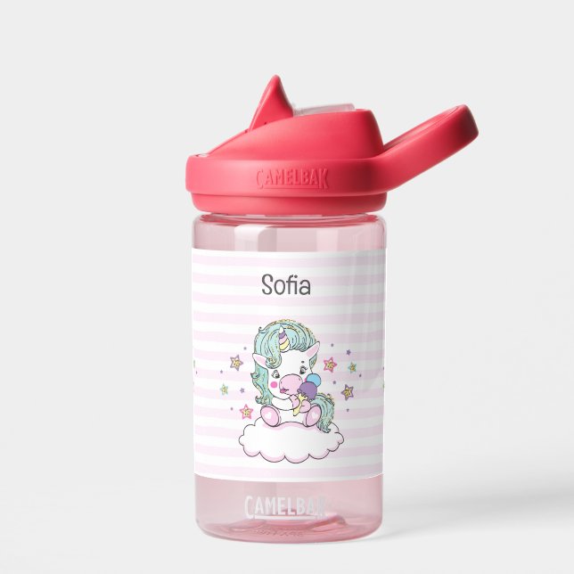 Bouteille D'eau Cute Unicorn Toddler Personnaliser le nom Durable (Gauche)
