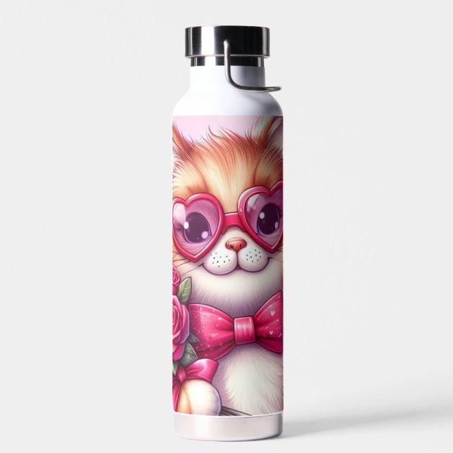 Bouteille D'eau Cute Valentine's day cat/kiten (Gauche)
