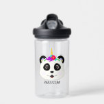Bouteille D'eau Cute Whimsical Panda Unicorn Pandicorn<br><div class="desc">Face de panda mignonne avec couronne de fleur de licorne.</div>