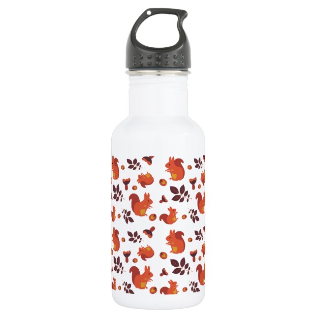 Bouteille D'eau Cute Woodland Squirrel Autumn Pattern (Devant)