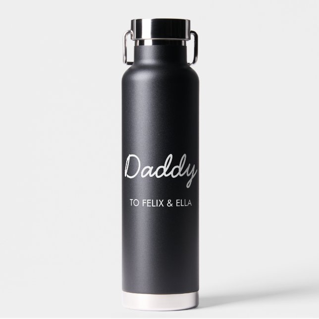 Bouteille D'eau Daddy Elegant Kids Noms Fête des pères Noir (Avant)